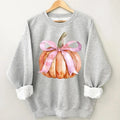 Pumpkin Coquette Bow Sweatshirt, Pink Bow Pumpkin Tshirt, Coquette Pumpkin Halloween Sweatshirt, Pumpkin Season Bow...