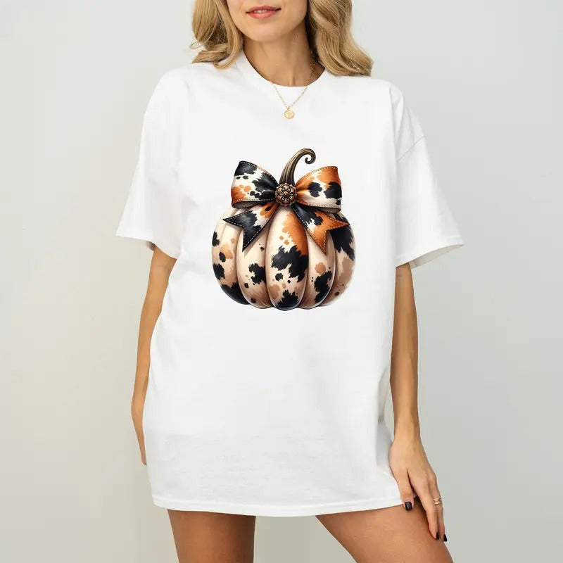 Pumpkin Coquette Halloween Fall - Print Unisex Crew neck Tee T-shirt Hoodie, Sweatshirt | RetroVerseTees.com