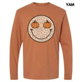 Pumpkin Leopard Happy Face Long Sleeve Comfort Colors T-Shirt 'NLB' Hoodie, Sweatshirt | RetroVerseTees.com