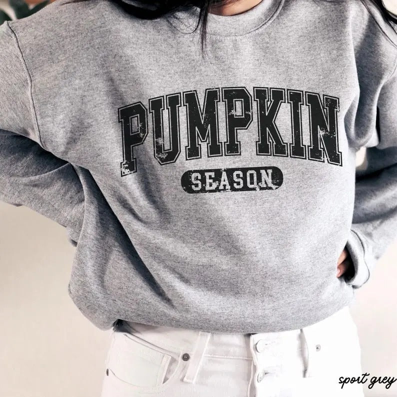 Pumpkin Season Retro Black Letters Halloween Classic Unisex Sweatshirt T-Shirts, Hoodie | RetroVerseTees.com