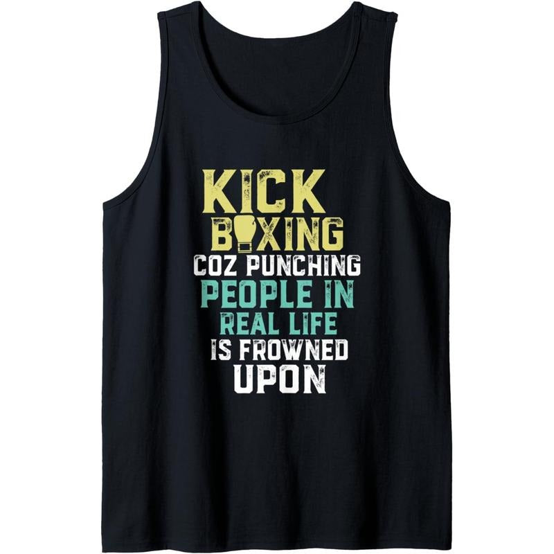 Punching People Is Frowned Upon Funny Sarcastic Kickboxing Tank Top Made in USA T-Shirts, Hoodie, Sweatshirt