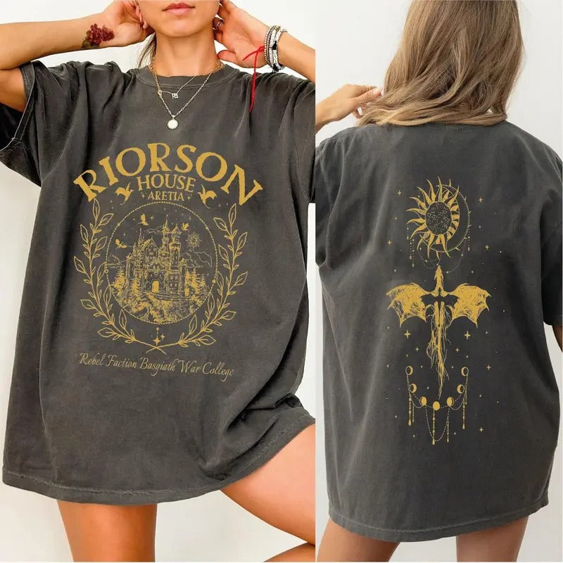 Purchase TNF Violet Sorrengail Bookish Gifts CRT060, which consists FOG TNF Xaden Riorson House 2-Sided Shirt, Jumpman...