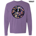 Purple & Gold Cheetah Happy Face Long Sleeve Comfort Colors T-Shirt 'NLB' Hoodie, Sweatshirt | RetroVerseTees.com