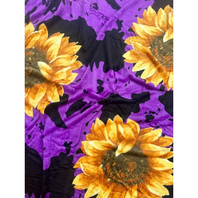 Purple Cow Sunflower THROW 60x80 T-Shirts, Hoodie, Sweatshirt | RetroVerseTees.com
