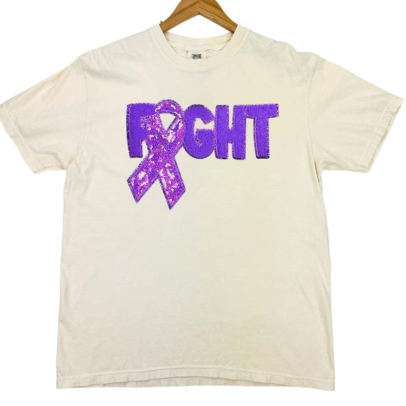Purple Fighting Ribbon Patch Comfort Colors T-Shirt Hoodie, Sweatshirt | RetroVerseTees.com