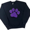 Purple Paw Chenille Patch Sweatshirt -- BLACK T-Shirts, Hoodie | RetroVerseTees.com