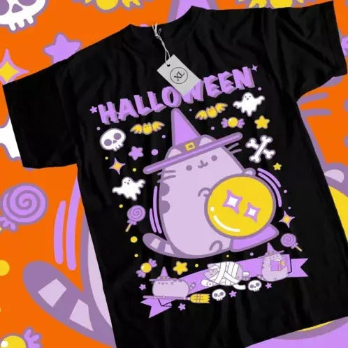 Pusheen Cat T-Shirt Kitty and Friends Halloween Cat love Girl Shirt All Size Hoodie, Sweatshirt | RetroVerseTees.com