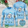 Manchester City Logo Light Blue Premier League 3D Ugly Sweater