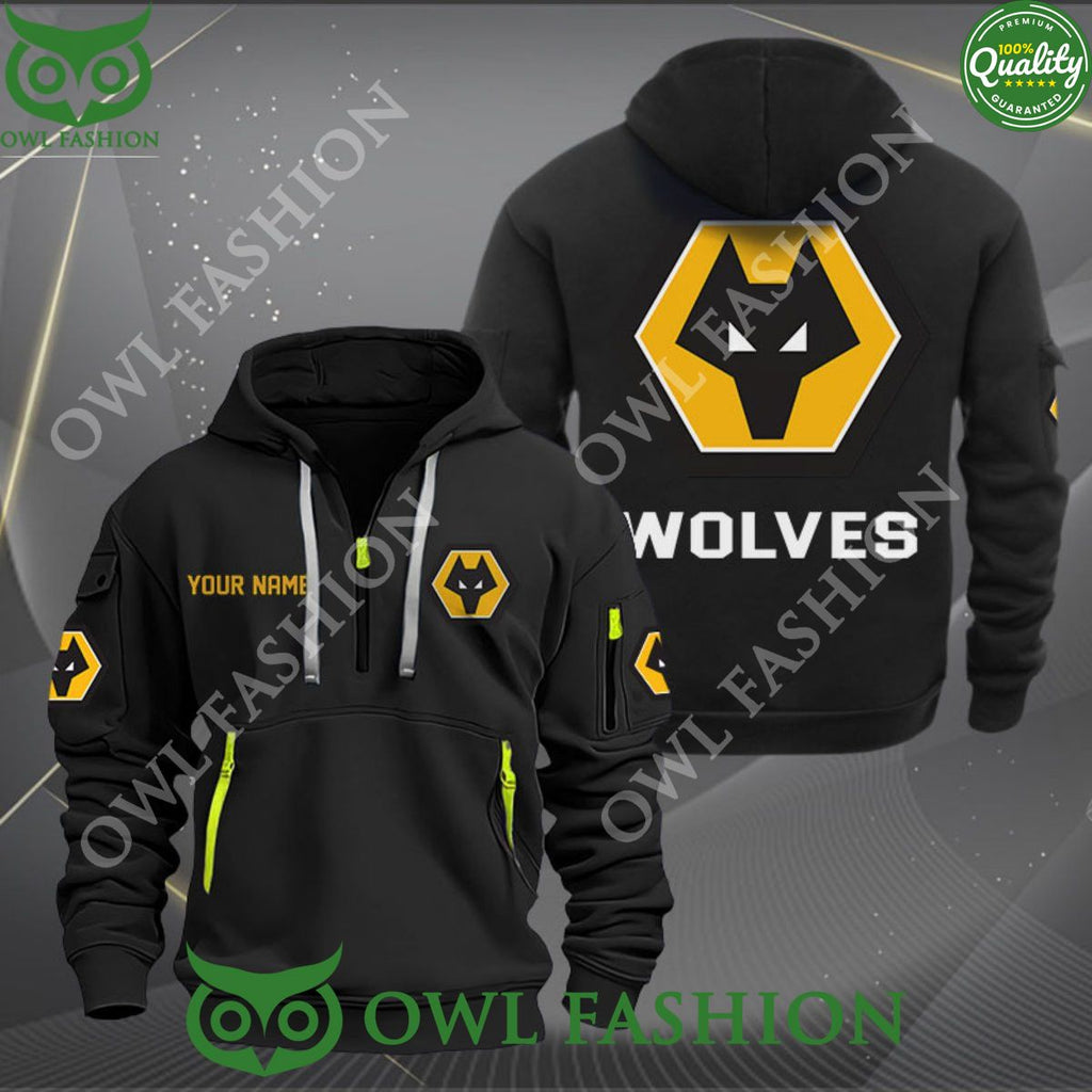 Wolverhampton Wanderers Football Champion Custom Name Quarter Zip Hoodie