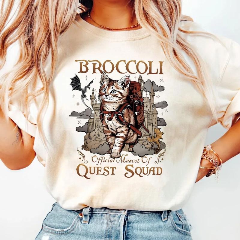 Quest Squad Broccoli Official Mascot Tee, Onyx Storm Shirt, Fourth Wing, Ridoc Romantasy Fan Shirt, Dragon Rider, Bookish...