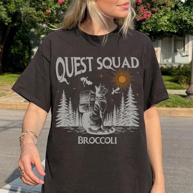 Quest Squad Broccoli Shirt, Onyx Storm Fourth Wing Merch, Xaden Riorson Violet Bookish Lover, Top Romantasy Fan, Ridoc...