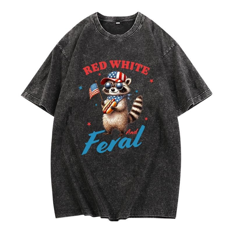 Quirky Patriotic Lightsaber brand - Shirt: Celebrate with WB shield Feral Raccoon Pocket monsters WB shield Washed