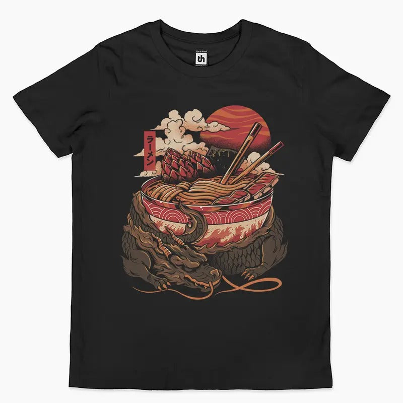 RAMEN DRAGON T-SHIRT, Men Summer Fashion Cotton, Cotton Menswear, S to 3XL Soft Top Hoodie, Sweatshirt | RetroVerseTees.com