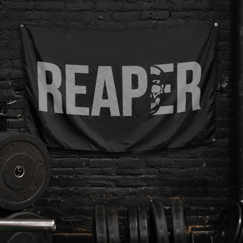 REAPER Gym Flag - Classic Black and White Design for Weight Training and Fitness Equipment, Durable 100% Nylon Material...
