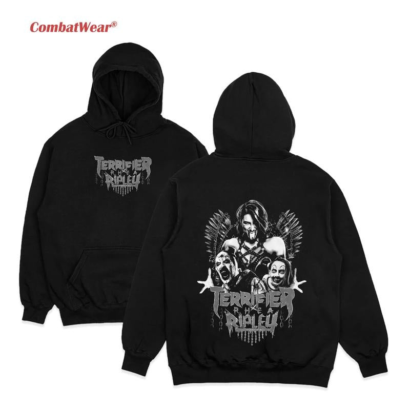 RHEA RIPLEY x TERRIFIER HOODIE, Halloween Wrestling Hoodie, Vintage Wresting Shirt, Wrestling Graphic Hoodie, Sports...