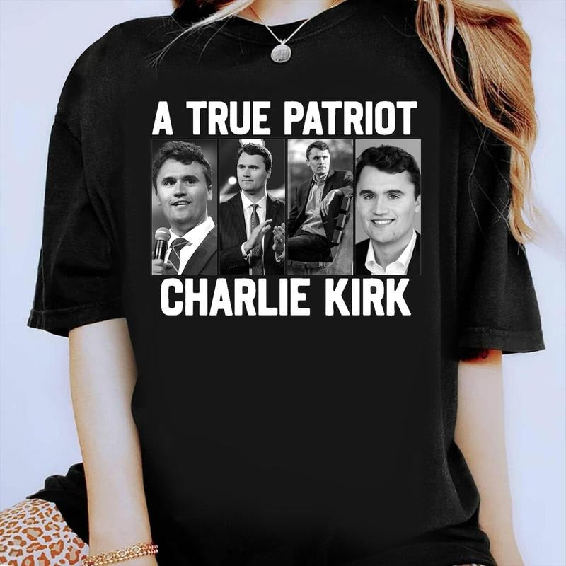 RIP Charlie Kirk Shirt, A True Patriot, USA Charlie Kirk, Charlie Kirk Memorial Hoodie, Sweatshirt | RetroVerseTees.com