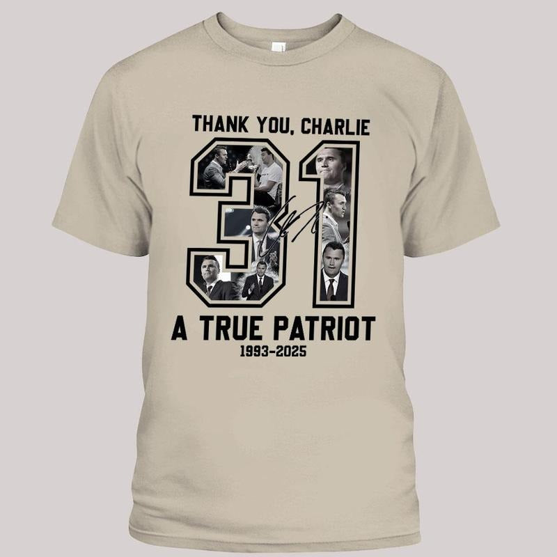 RIP Charlie Kirk Shirt, True Patriot Graphic Tee, Rest In Peace Charlie Kirk, Thank you Charlie Tee Hoodie, Sweatshirt