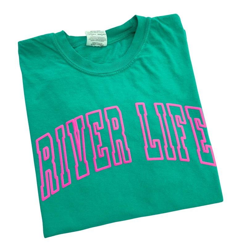 RIVER Life Pink Puff Comfort Colors T-Shirt Hoodie, Sweatshirt | RetroVerseTees.com