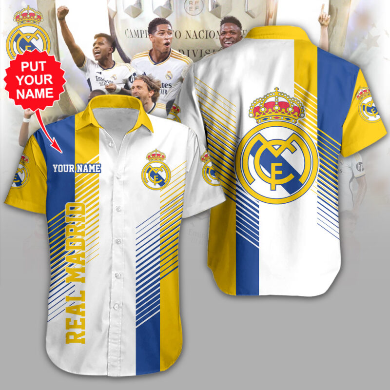 Customized Real Madrid Laliga 23 24 Campeones 36 champion cups 3D hawaiian shirt