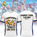 Campeones 36 champion cups Real Madrid Laliga 23 24 Champions 3D t shirt