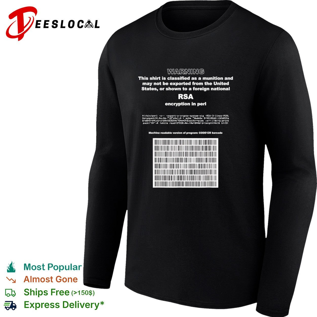RSA encryption in Perl warning this shirt is classified as a munition barcode shirt