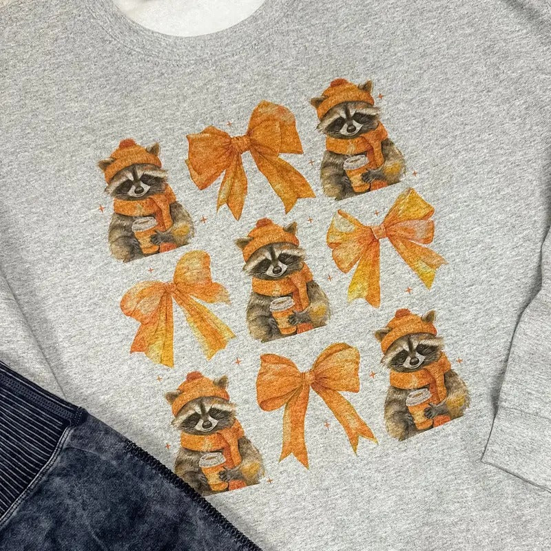 Raccoon Bows Graphic Top T-Shirts, Hoodie, Sweatshirt | RetroVerseTees.com