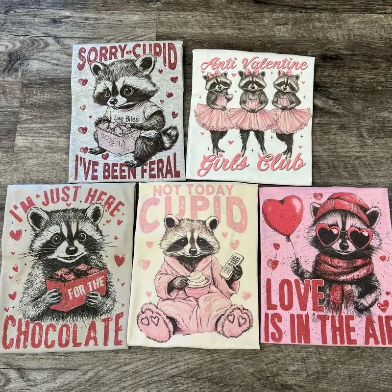 Raccoon Valentine Tees  - Unisex Fit Tees Hoodie, Sweatshirt | RetroVerseTees.com