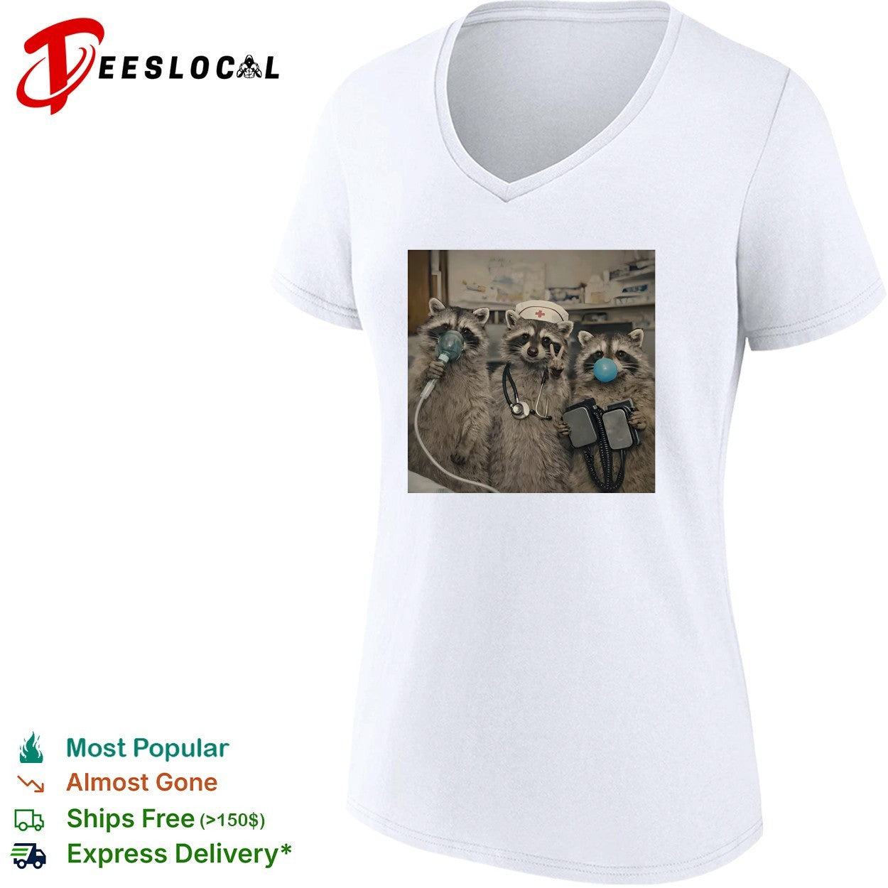 Raccoons dressed as medical staff doctors nurse shirt