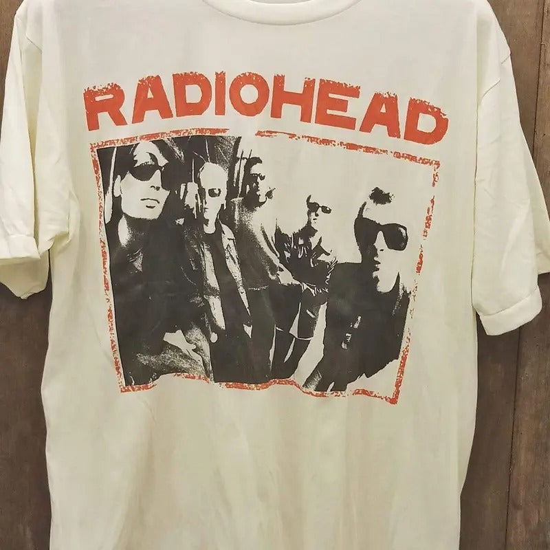 Radiohead Rock Band White Short Sleeve Cotton T-shirt Unisex S-3XL Menswear Top Hoodie, Sweatshirt | RetroVerseTees.com