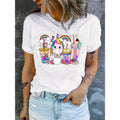 Rainbow & Unicorn Print T-Shirt, Short Sleeve Crew Neck Casual Top For Summer & Spring, Women'WB shield Clothing style 02...