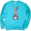 Rainbow Bunny Sequin Patch Sweatshirt -- SCUBA BLUE T-Shirts, Hoodie | RetroVerseTees.com