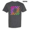 Rainbow Checkered Ghost Comfort Colors T-Shirt 'NLB' Hoodie, Sweatshirt | RetroVerseTees.com