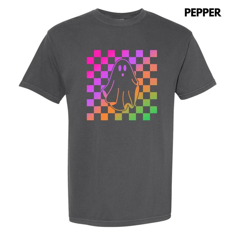 Rainbow Checkered Ghost Comfort Colors T-Shirt 'NLB' Hoodie, Sweatshirt | RetroVerseTees.com