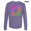 Rainbow Checkered Ghost Long Sleeve Comfort Colors T-Shirt 'NLB' Hoodie, Sweatshirt | RetroVerseTees.com