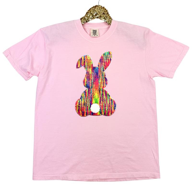 Rainbow Chenille Bunny Patch Comfort Colors T-Shirt Hoodie, Sweatshirt | RetroVerseTees.com