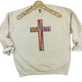Rainbow Chenille Cross Patch Sweatshirt -- SAND T-Shirts, Hoodie | RetroVerseTees.com