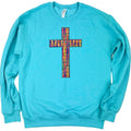 Rainbow Chenille Cross Patch Sweatshirt -- SCUBA BLUE T-Shirts, Hoodie | RetroVerseTees.com