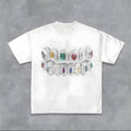 Rainbow Gem Grillz Graphic Tee Oversized Y2k Clothing Streetwear T-Shirt Graphic Tee for Men Women Hoodie, Sweatshirt