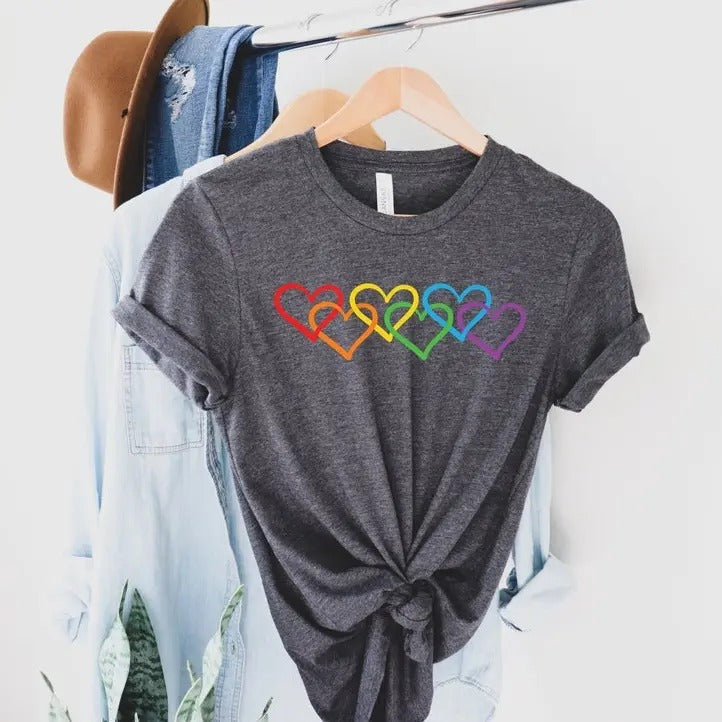 Rainbow Heart Shirt, Love is Love Rainbow Heart Shirt, Pride Rainbow Heart T Shirt, Pride Pocket Shirt, Perfect Gift,...