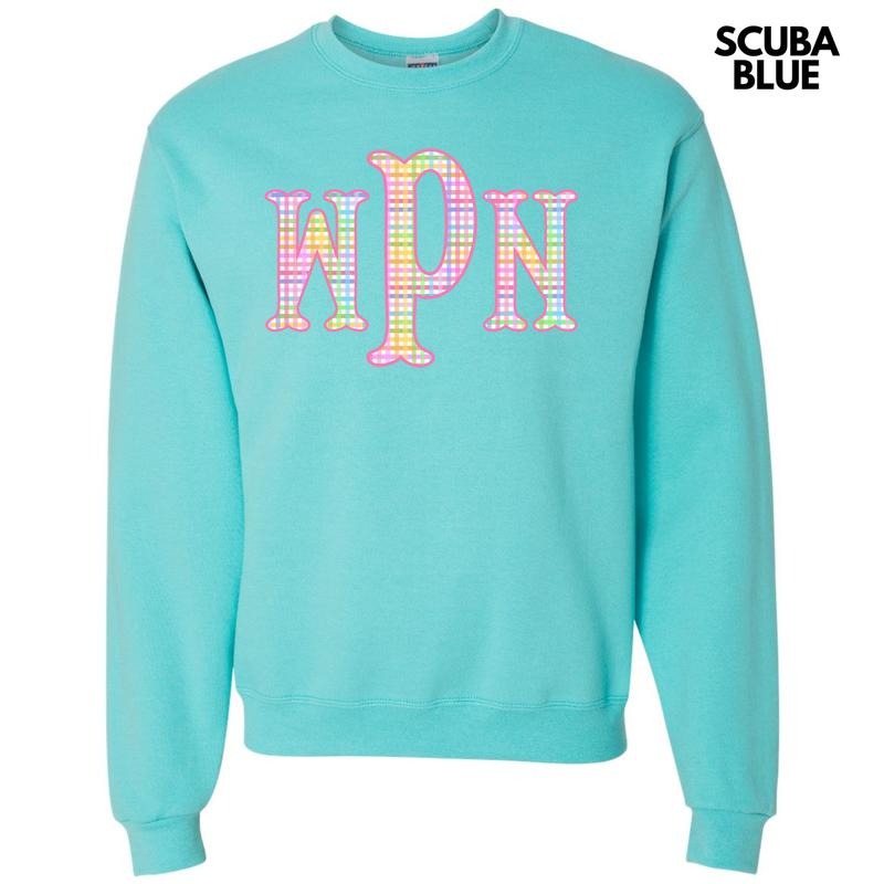 Rainbow Plaid Monogram Sweatshirt 'NLB' T-Shirts, Hoodie | RetroVerseTees.com