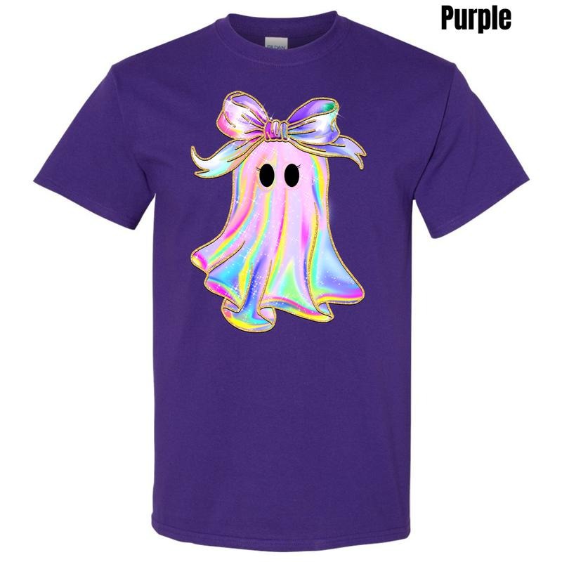 Rainbow Sparkle Ghost Gildan Short Sleeve T-Shirt 'NLB' Hoodie, Sweatshirt | RetroVerseTees.com