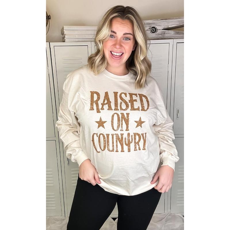 Raised on Country Long Sleeve T-Shirt Hoodie, Sweatshirt | RetroVerseTees.com