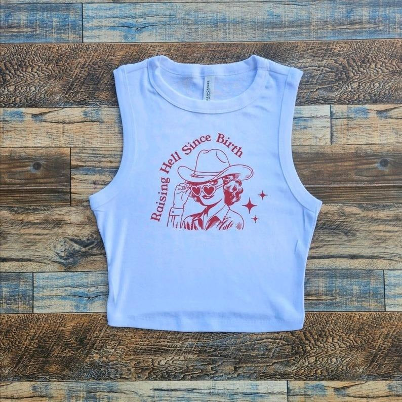 Raising Hell Crop Tank, Strong Country girl Nashville Baby Tee, Powerful lady baby tee Cotton Streetwear Hoodie, Sweatshirt