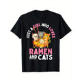Ramen Cat Neko Kawaii Anime Cats Gift T-Shirt for Men Women, Unsex Short Sleeve, Casual Wear, Autumn Season Fashion Made...