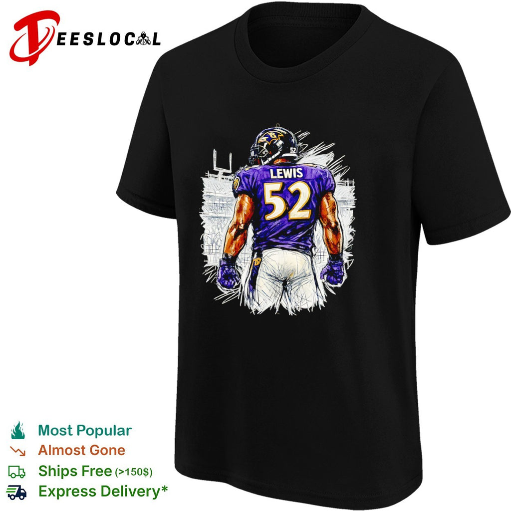 Ray Lewis Baltimore Ravens 52 Sketch Portrait shirt