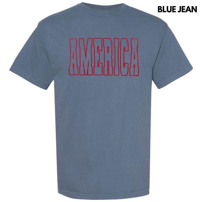 Red America Puff Comfort Colors T-Shirt Hoodie, Sweatshirt | RetroVerseTees.com