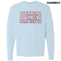 Red America Puff Long Sleeve Comfort Colors T-Shirt Hoodie, Sweatshirt | RetroVerseTees.com