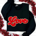 Red Chenille Love Patch Sweatshirt T-Shirts, Hoodie | RetroVerseTees.com