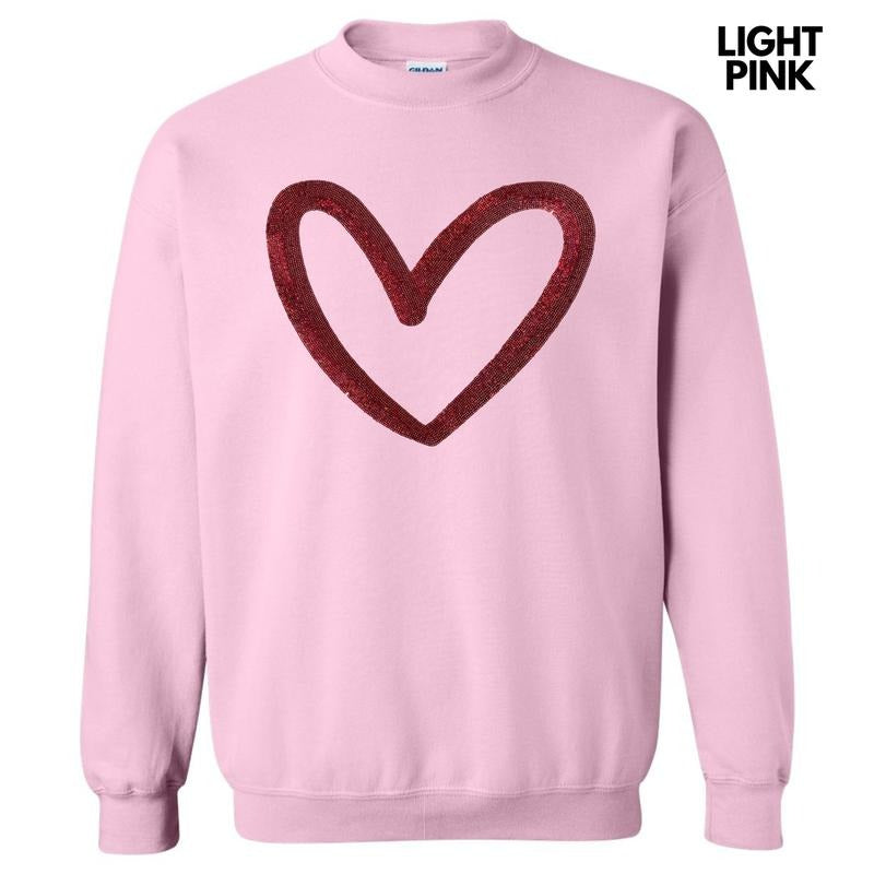 Red Cut Out Heart Sequin Patch Sweatshirt T-Shirts, Hoodie | RetroVerseTees.com