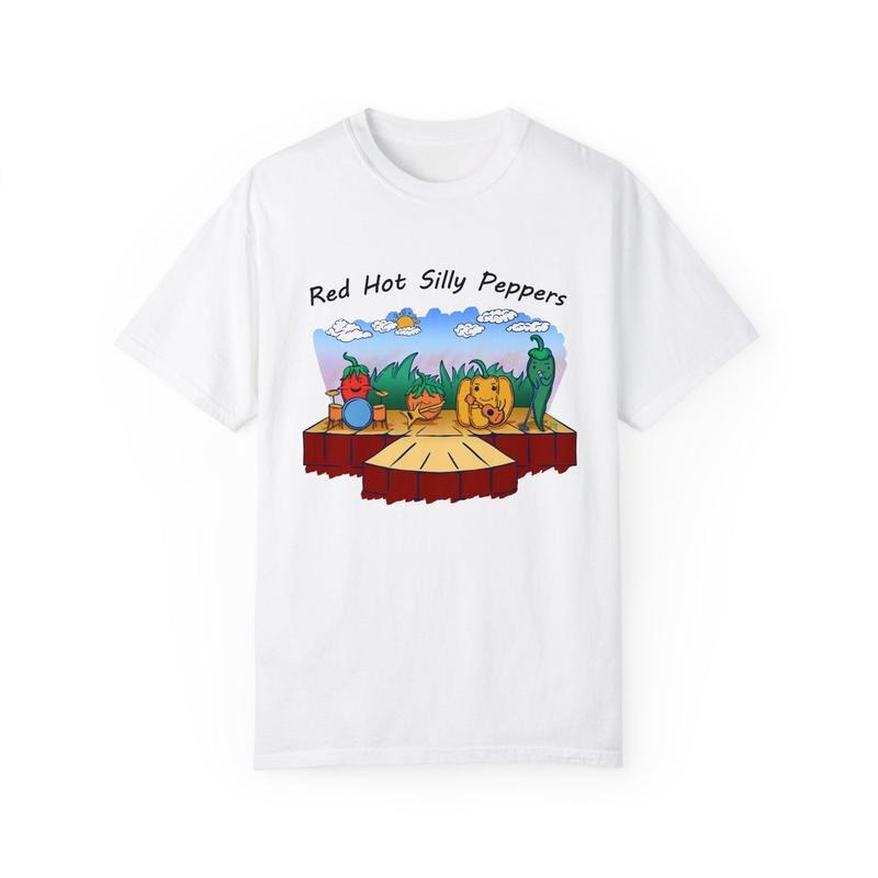 Red Hot Silly Peppers T-Shirt Featuring Funny Meme Design and Nostalgic Band Parody Style Hoodie, Sweatshirt